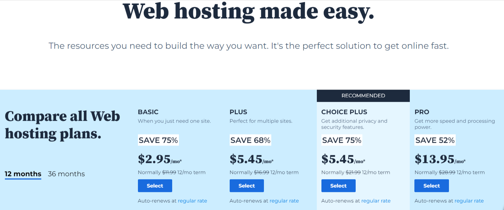 Bluehost hosting service